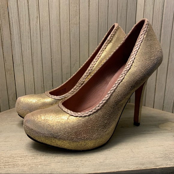 Cordon Como Gold Leather Platform Heels Made in Brazil 8 - Picture 2 of 9